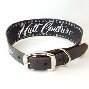 Mutt Couture Distressed Studded Leather Dog Collar